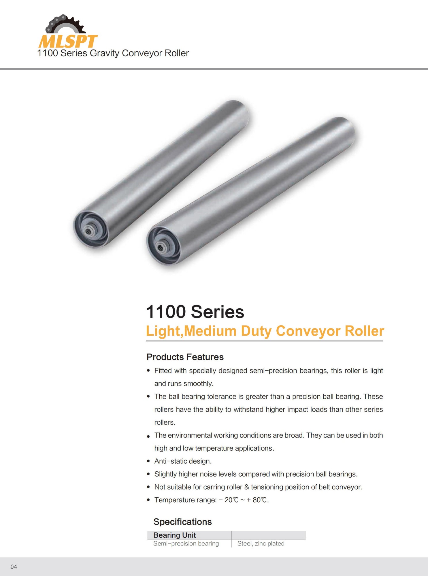 1100 series gravity conveyor roller
