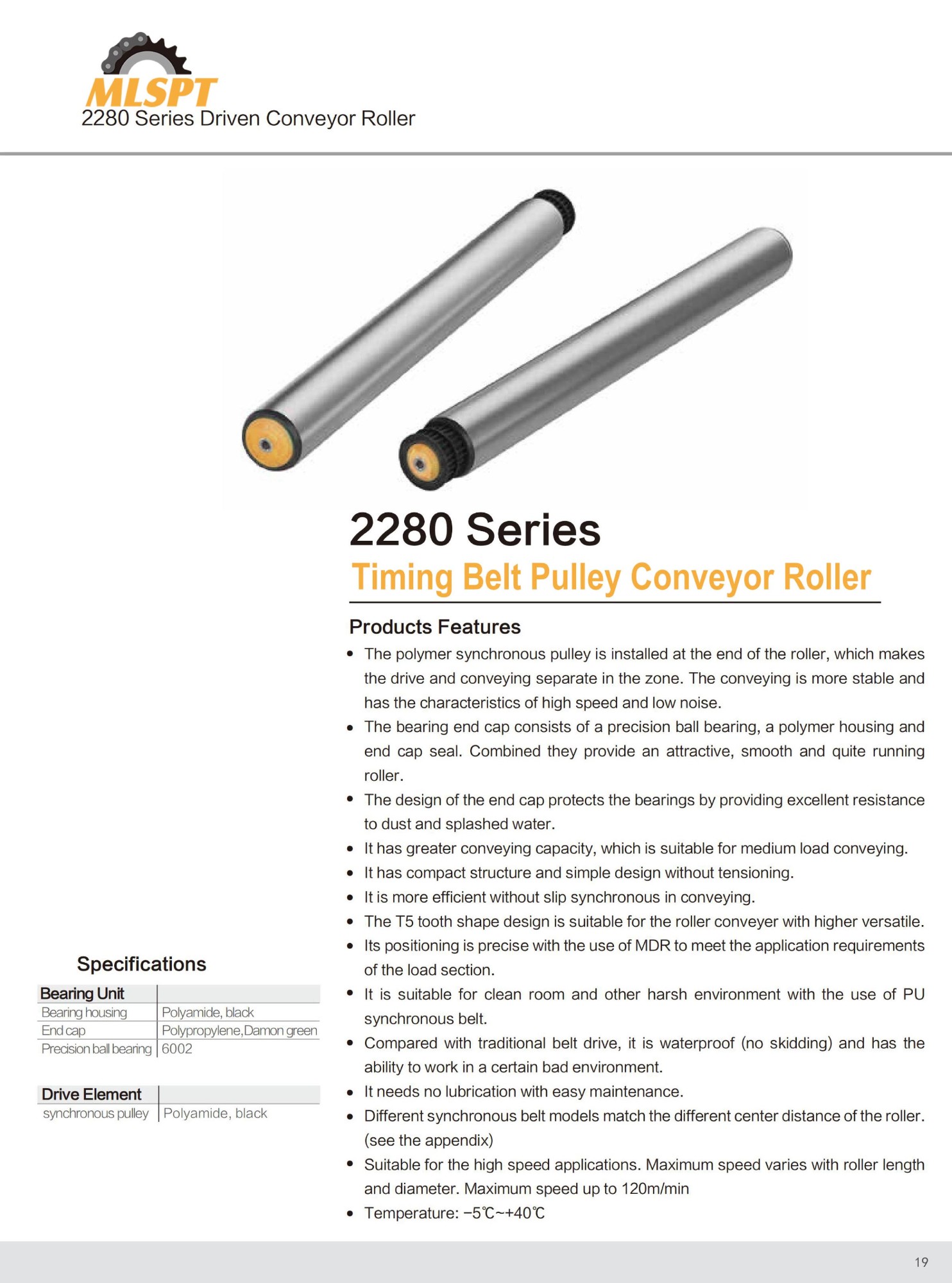 2280 Series Timing Belt Pulley Conveyor Roller 